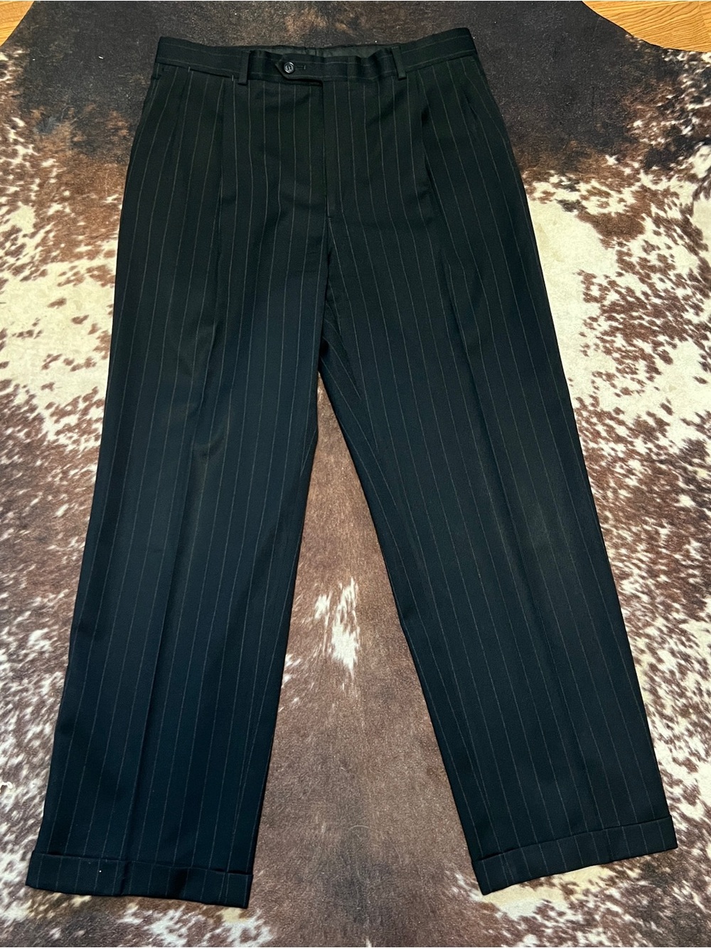 Vintage Men's Christian Dior Black Pinstripe Dress Pants